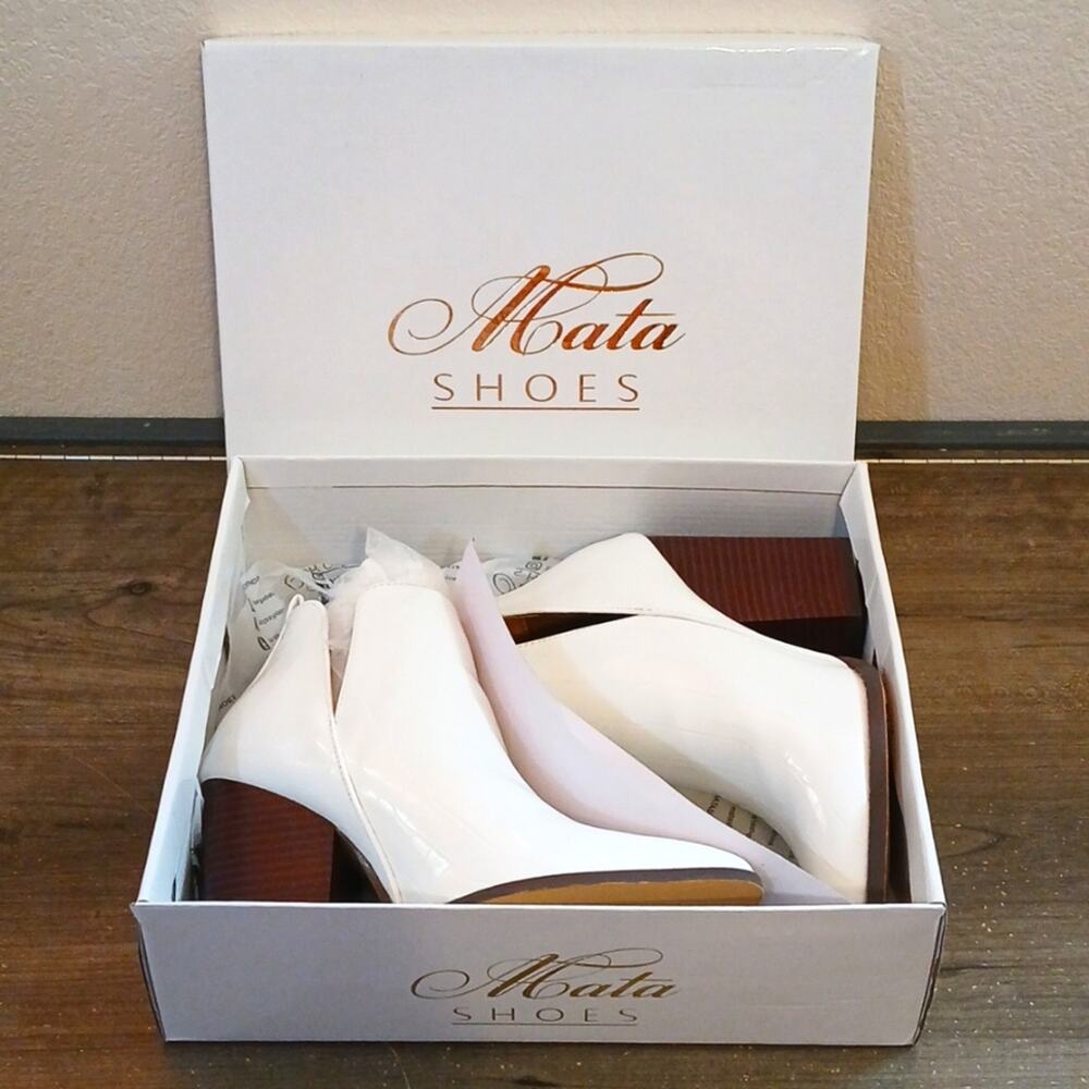 Mata shoes Celeste white faux alligator heeled ankle boots